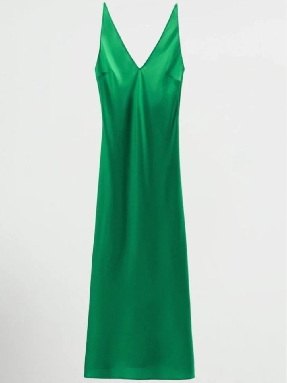 ZARA NEW WOMAN SS24 GREEN SATIN SLIP DRESS